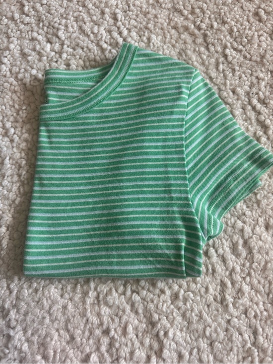 American Eagle Outfitters Tops - American Eagle Outfitters Green and White Striped Short Sleeve Tee